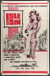 1t438 ISLE OF SIN 1sh '62 half-clad sexy castaway, the desperate and the damned!
