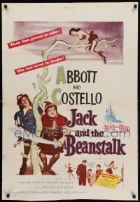 1t439 JACK & THE BEANSTALK 1sh '52 Abbott & Costello, their first picture in color!