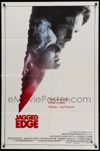 1t441 JAGGED EDGE int'l 1sh '85 great close up image of Glenn Close & Jeff Bridges!