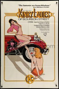 1t458 KINKY LADIES OF BOURBON STREET 1sh '76 great art of sexy half-naked women & cool car!