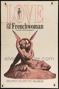 1t489 LOVE & THE FRENCHWOMAN 1sh '62 France's Kinsey Report, romantic artwork!