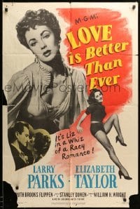 1t491 LOVE IS BETTER THAN EVER 1sh '52 Larry Parks + 3 great images of sexy Elizabeth Taylor!