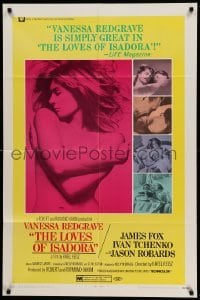 1t495 LOVES OF ISADORA 1sh '69 classic Skrebneski photo of sexy Vanessa Redgrave covering herself!