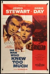 1t511 MAN WHO KNEW TOO MUCH 1sh '56 James Stewart & Doris Day, directed by Alfred Hitchcock!