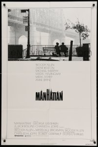 1t515 MANHATTAN style B 1sh '79 classic image of Woody Allen & Diane Keaton by bridge!