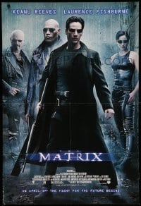 1t527 MATRIX advance DS 1sh '99 Keanu Reeves, Carrie-Anne Moss, Laurence Fishburne, Wachowskis!