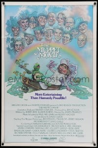 1t558 MUPPET MOVIE 1sh '79 Jim Henson, Drew Struzan art of Kermit the Frog & Miss Piggy on boat!