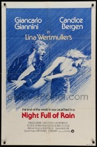 1t581 NIGHT FULL OF RAIN int'l 1sh '78 Lina Wertmuller, Beauvais art of Giannini & Candice Bergen!