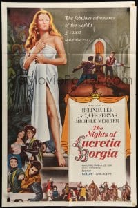 1t587 NIGHTS OF LUCRETIA BORGIA 1sh '60 Grieco's Le Notti di Lucrezia Borgia, sexy Belinda Lee!