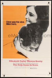 1t612 ONLY GAME IN TOWN 1sh '69 Elizabeth Taylor & Warren Beatty are in love in Las Vegas!