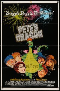 1t628 PETE'S DRAGON 1sh '77 Walt Disney animation/live action, colorful art of Elliott!