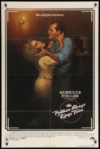 1t637 POSTMAN ALWAYS RINGS TWICE 1sh '81 art of Jack Nicholson & Jessica Lange by Rudy Obrero!