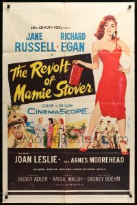 1t680 REVOLT OF MAMIE STOVER 1sh '56 full-length artwork of super sexy Jane Russell!
