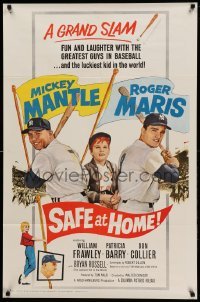 1t697 SAFE AT HOME 1sh '62 Mickey Mantle, Roger Maris, New York Yankees baseball, a grand slam!