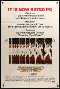 1t701 SATURDAY NIGHT FEVER 1sh R1979 disco, John Travolta & Karen Lynn Gorney, it is now rated PG!