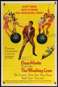 1t983 WRECKING CREW 1sh '69 McGinnis art of Dean Martin as Matt Helm with sexy spy babes!