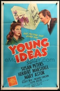1t996 YOUNG IDEAS 1sh '43 Susan Peters & Elliott Reid in early Jules Dassin romance!
