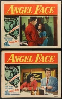 1w818 ANGEL FACE 2 LCs '53 Robert Mitchum, pretty heiress Jean Simmons, Otto Preminger,Howard Hughes