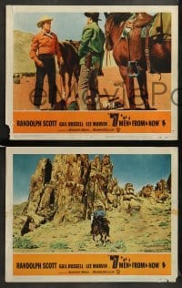 1w572 7 MEN FROM NOW 5 LCs '56 Budd Boetticher, cowboy Randolph Scott, Gail Russell, Lee Marvin!