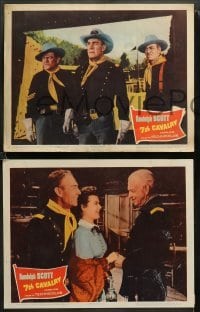 1w619 7th CAVALRY 4 LCs '56 Randolph Scott avenges General Custer & the massacre at Little Big Horn
