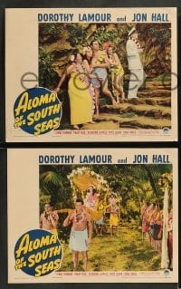 1w709 ALOMA OF THE SOUTH SEAS 3 LCs '41 Dorothy Lamour in sarong with Jon Hall, De Mille & Reed!