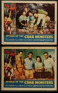 1w622 ATTACK OF THE CRAB MONSTERS 4 LCs '57 Roger Corman, classic border art, complete set!