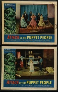 1w049 ATTACK OF THE PUPPET PEOPLE 8 LCs '58 special effects images with tiny people & giant props!