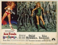 1y235 BARBARELLA LC #7 '68 great close up of sexy Jane Fonda backed against wall, Roger Vadim!