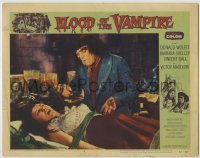 1y163 BLOOD OF THE VAMPIRE LC #6 '58 deformed Victor Maddern leaning over beautiful girl on table!