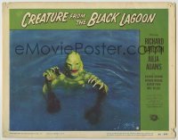1y092 CREATURE FROM THE BLACK LAGOON LC #8 '54 classic close up of monster emerging from water!