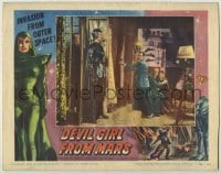 1y105 DEVIL GIRL FROM MARS LC #1 '55 great image of alien Patricia Laffan entering house!