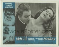 1y231 DRACULA PRINCE OF DARKNESS/PLAGUE OF THE ZOMBIES LC #7 '66 Christopher Lee with victim!