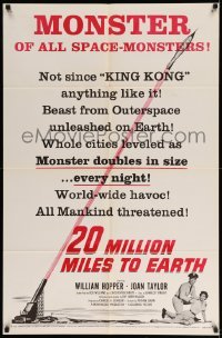 1z371 20 MILLION MILES TO EARTH style B 1sh '57 monster of all space-monsters, not since King Kong!