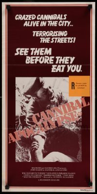 1z337 INVASION OF THE FLESH HUNTERS Aust daybill '80 Antonio Margheriti's Cannibal Apocalypse!