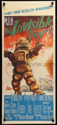 1z338 INVISIBLE BOY Aust daybill '57 art of Robby the Robot, hot from satellite headlines!