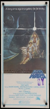 1z346 STAR WARS first printing Aust daybill '77 George Lucas classic epic, classic art by Tom Jung!