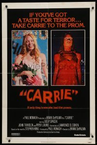1z390 CARRIE 1sh '76 Stephen King, Sissy Spacek before and after her bloodbath at the prom!