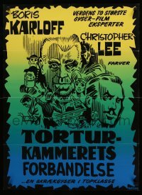 1z110 CRIMSON CULT Danish '72 Boris Karloff, Christopher Lee, cool different montage art!
