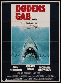 1z123 JAWS Danish '75 art of Steven Spielberg's classic man-eating shark attacking sexy swimmer!