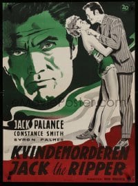 1z126 MAN IN THE ATTIC Danish '54 cool Munch artwork of creepy Jack Palance & Constance Smith!