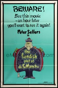 1z413 FIENDISH PLOT OF DR. FU MANCHU teaser 1sh '80 great wacky artwork of Asian Peter Sellers!