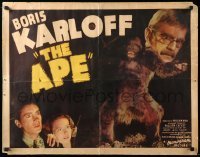 1z007 APE 1/2sh '40 great close up of mad scientist Boris Karloff with wacky fake gorilla, rare!