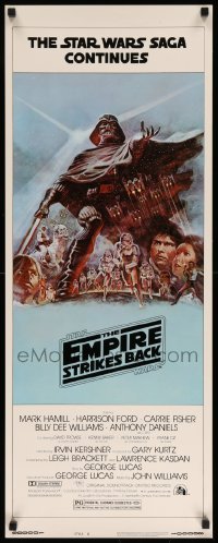 1z041 EMPIRE STRIKES BACK style B insert '80 George Lucas sci-fi classic, cool artwork by Tom Jung!