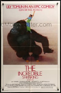 1z443 INCREDIBLE SHRINKING WOMAN style B 1sh '81 Lettick art of Lily Tomlin, gorilla on skateboard!