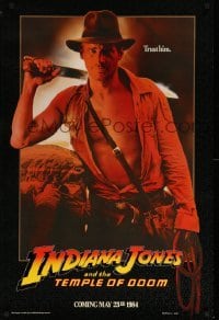 1z304 INDIANA JONES & THE TEMPLE OF DOOM teaser 1sh '84 art of Harrison Ford, trust him!