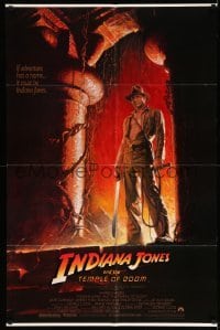 1z444 INDIANA JONES & THE TEMPLE OF DOOM 1sh '84 great art of Harrison Ford by Bruce Wolfe!