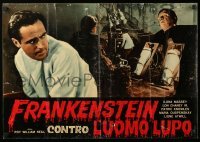 1z052 FRANKENSTEIN MEETS THE WOLF MAN Italian 19x27 pbusta R60s monster Bela Lugosi & Knowles!