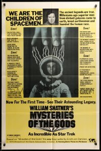 1z462 MYSTERIES OF THE GODS 1sh '76 William Shatner narrated weirdness documentary, ancient aliens!