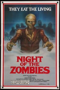 1z464 NIGHT OF THE ZOMBIES 1sh '84 the creeping dead devour the living flesh, cool Thompson art!