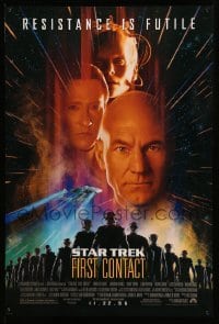 1z323 STAR TREK: FIRST CONTACT advance 1sh '96 Jonathan Frakes, Stewart, Spiner, sexy Borg Krige!